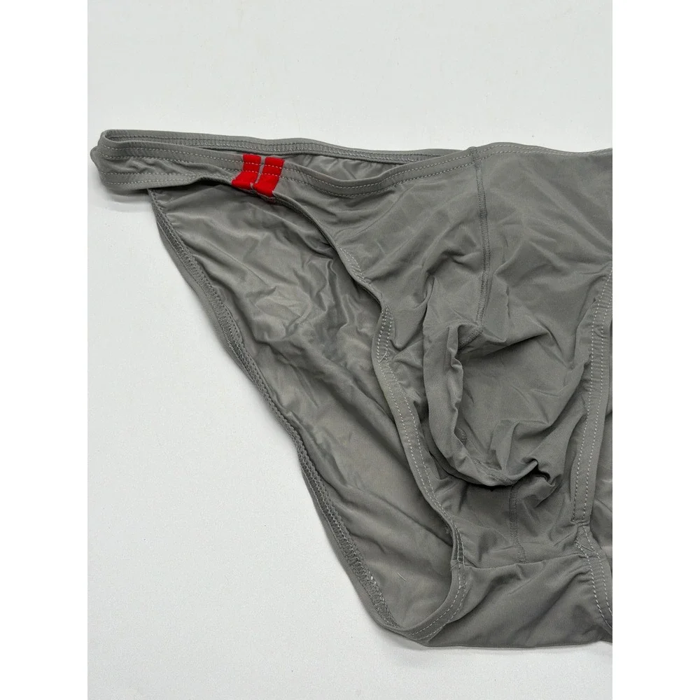 Mens Grey Low Rise Bikini Briefs Contoured Pouch Stretch‎ Underwear XL